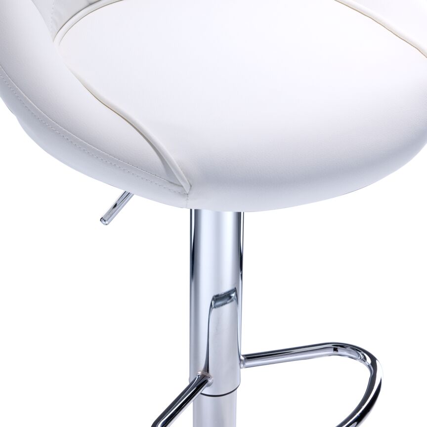 Esma Bar Height Stool - White, Chrome
