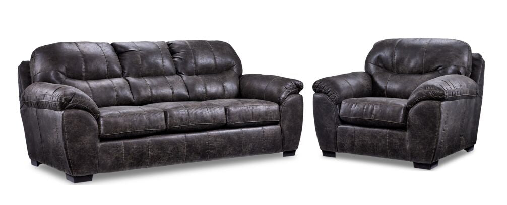 Grant 2 Pc. Living Room Package w/ Chair - Steel