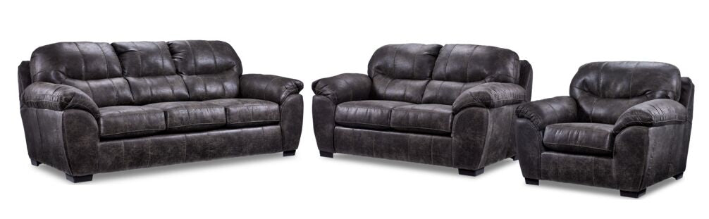 Grant 3 Pc. Living Room Package - Steel