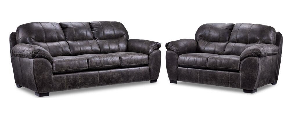 Grant 2 Pc. Living Room Package w/ Loveseat - Steel