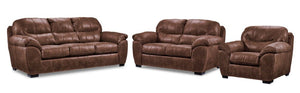 Grant Sofa, Loveseat and Chair Set - Dark Brown