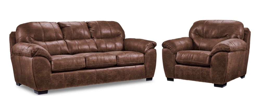 Grant Sofa and Chair Set - Dark Brown