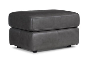 Harris Leather Ottoman- Grey
