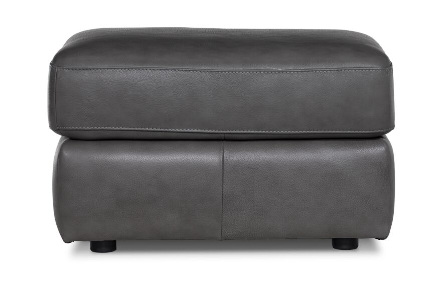 Harris Leather Ottoman- Grey