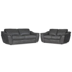 Harris Leather Sofa and Loveseat Set- Grey