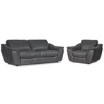 Harris Leather Sofa and Chair Set- Grey