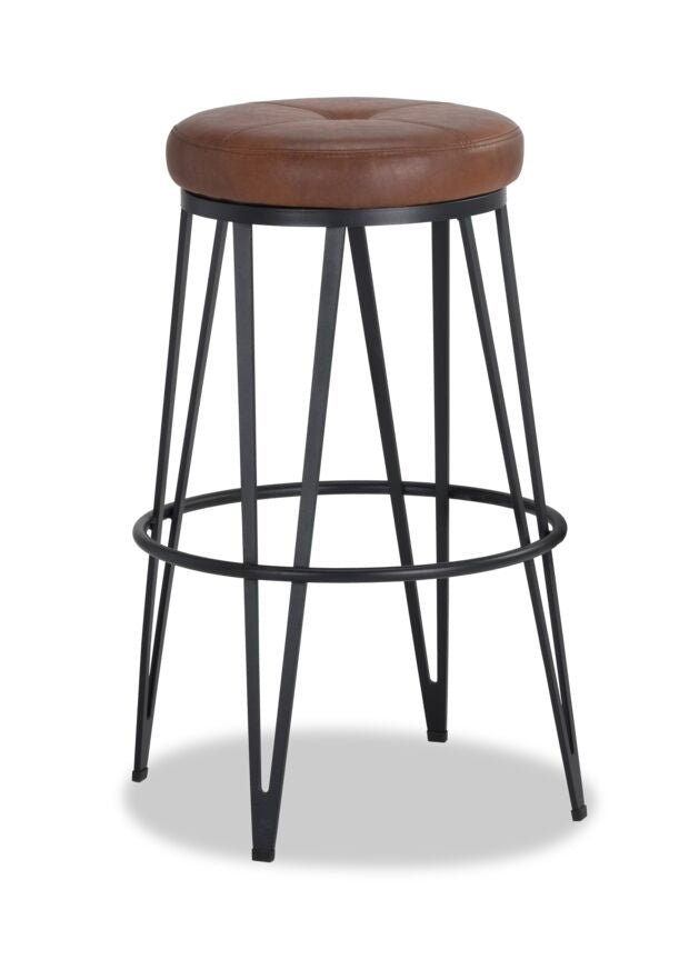 Hope Swivel Bar Height Stool - Black, Bravo Cognac