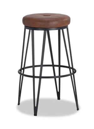 Hope Swivel Bar Height Stool - Black, Bravo Cognac
