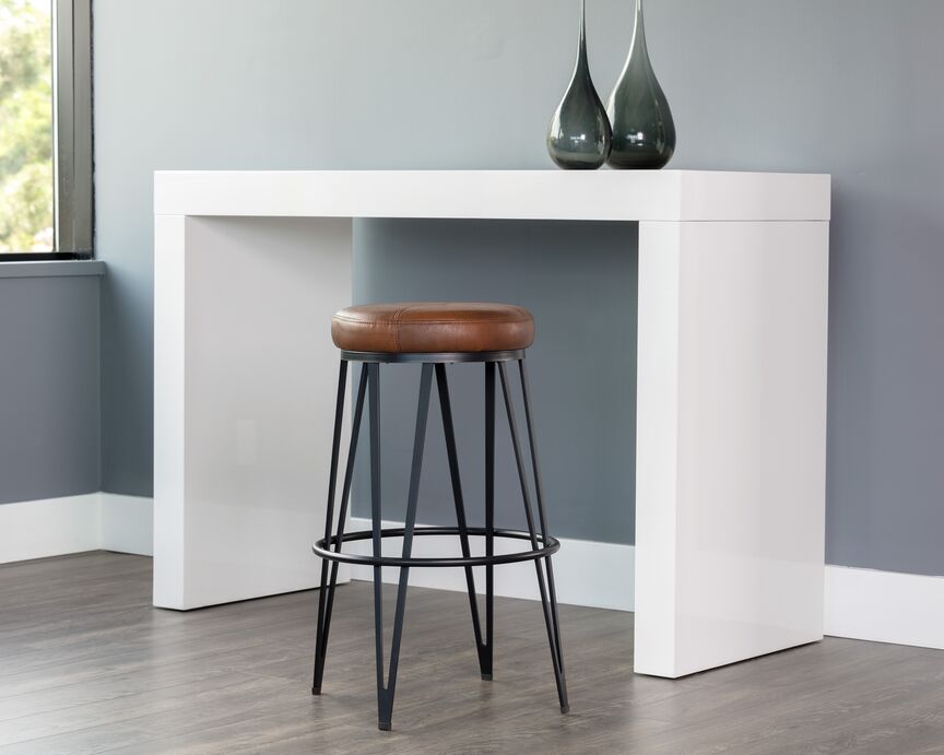 Hope Swivel Bar Height Stool - Black, Bravo Cognac