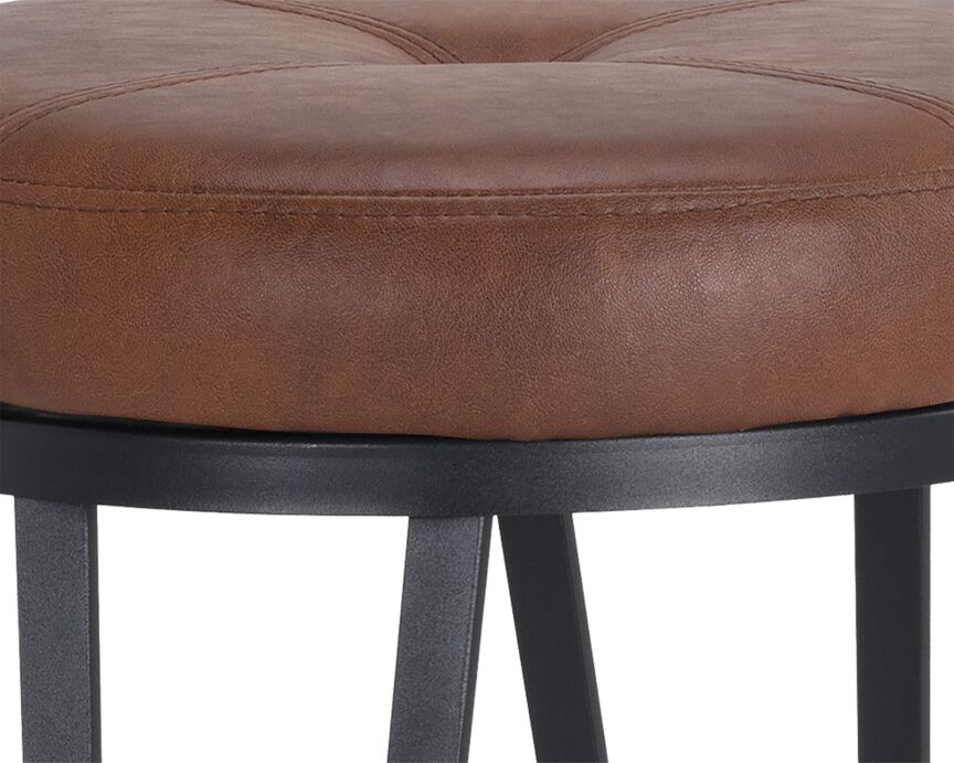 Hope Swivel Bar Height Stool - Black, Bravo Cognac