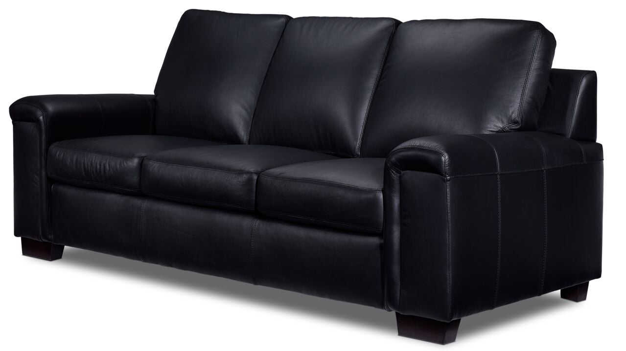 Icon Leather Sofa and Chair Set- Black