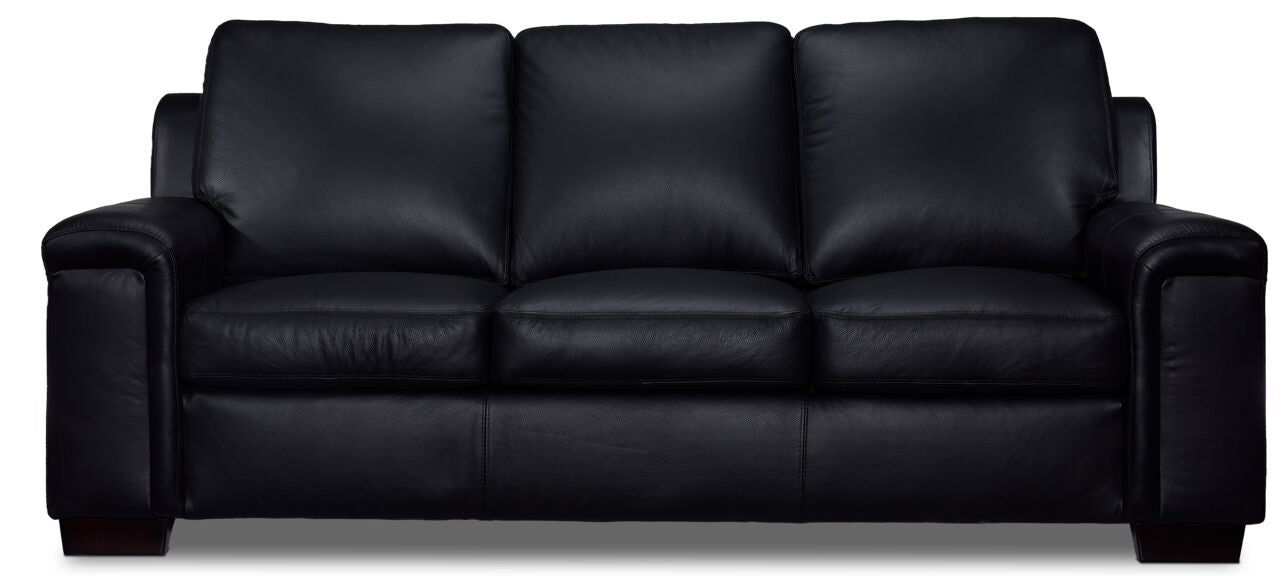 Icon Leather Sofa and Chair Set- Black