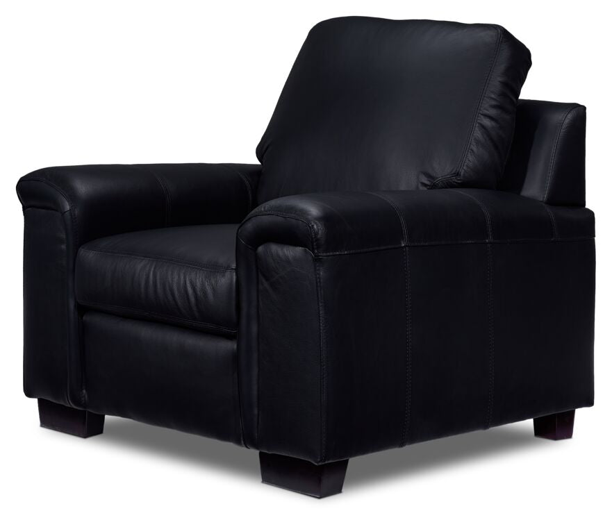 Icon Leather Sofa and Chair Set- Black