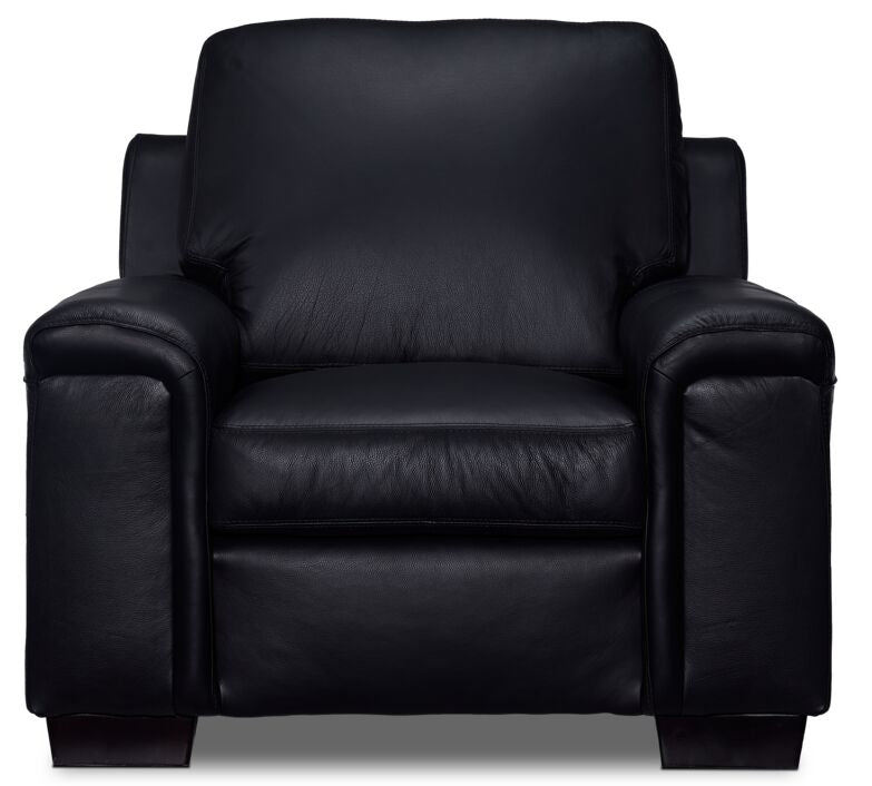 Icon Leather Sofa and Chair Set- Black