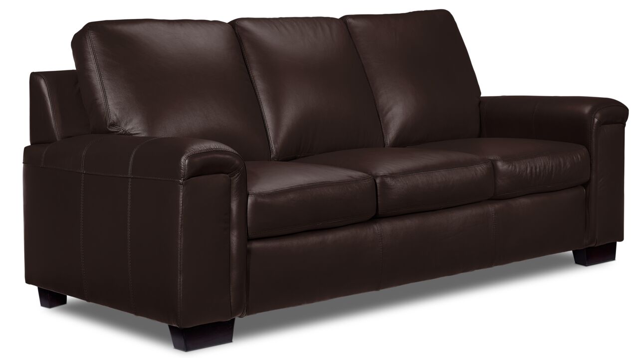 Icon Leather Sofa and Chair Set - Mocha