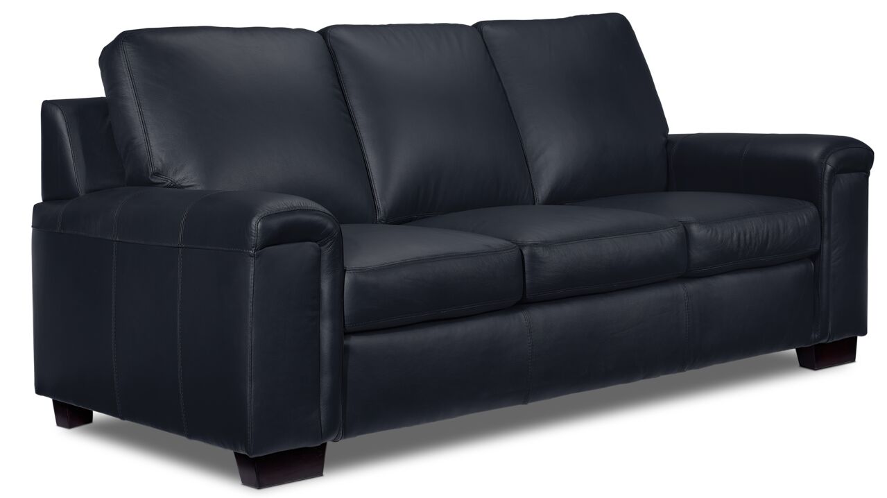 Icon Leather Sofa and Chair Set - Navy