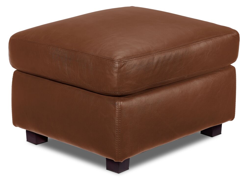 Icon Leather Ottoman - Saddle