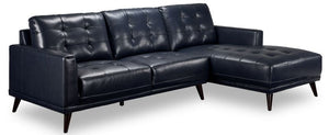 Jersey 2 Pc. Leather Sectional with Right Facing Chaise - Navy