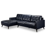 Jersey 2 Pc. Leather Sectional with Left Facing Chaise - Navy