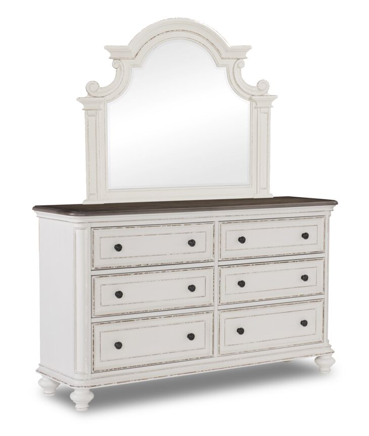 Kamari 6-Piece King Bedroom Package - Antique White, Brown