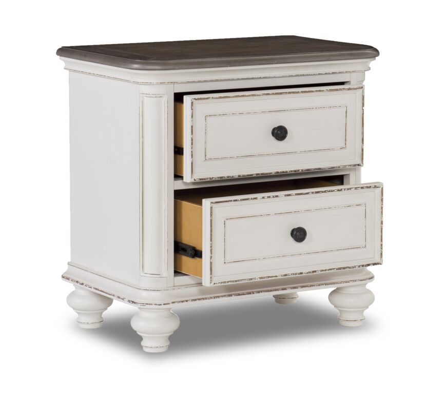 Kamari Night Table - Antique White, Brown