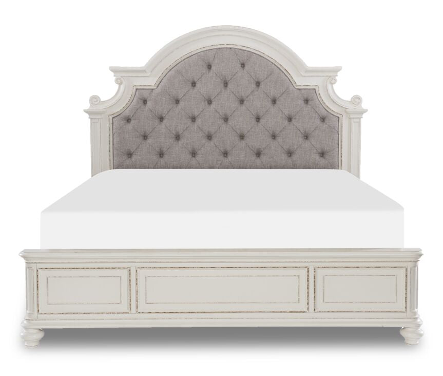 Kamari 3-Piece Queen Bed - Antique White, Brown