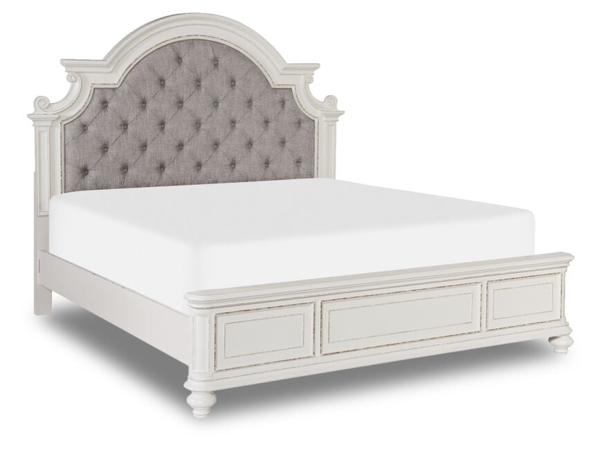 Kamari 6-Piece King Bedroom Package - Antique White, Brown
