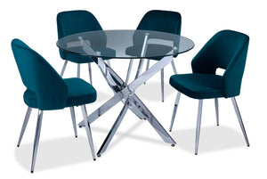 Kate II 5-Piece Dining Set - Chrome, Emerald