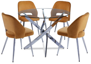 Kate II 5-Piece Dining Set - Chrome, Gold