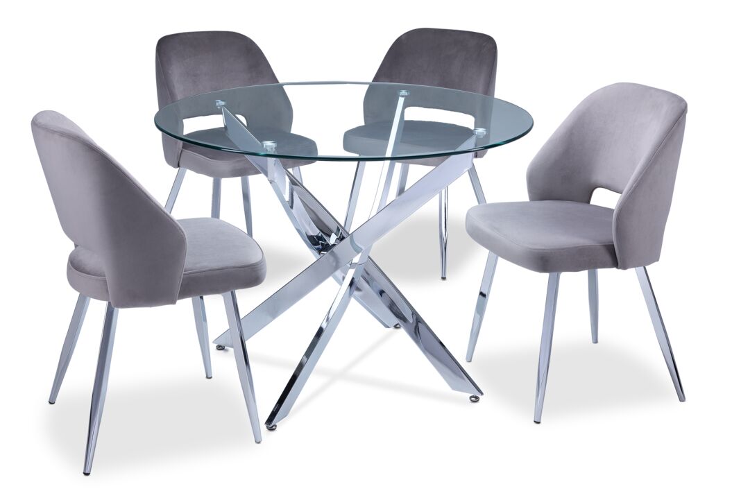 Kate II 5-Piece Dining Set - Chrome, Grey
