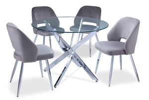 Kate II 5-Piece Dining Set - Chrome, Grey