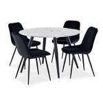Kinsley 5-Piece Faux Marble Dining Table - White, Black