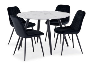 Kinsley 5-Piece Faux Marble Dining Table - White, Black