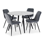 Kinsley 5-Piece Faux Marble Dining Table - White, Grey