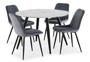 Kinsley 5-Piece Faux Marble Dining Table - White, Grey