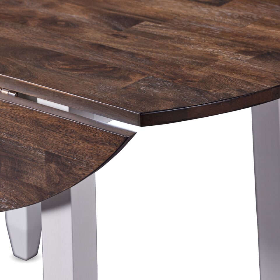 Kona Dining Table with Drop Leaf - White and Grey-Brown