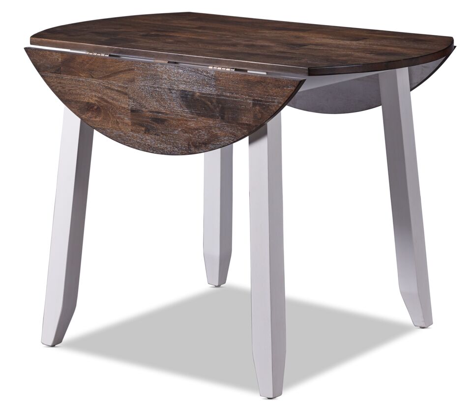 Kona Dining Table with Drop Leaf - White and Grey-Brown