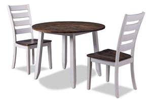 Kona 3-Piece Drop Leaf Dining Set - White and Grey-Brown