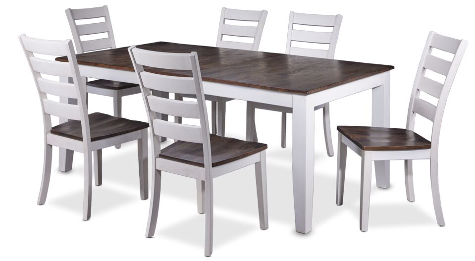 Kona 7-Piece Dining Set - White and Grey-Brown