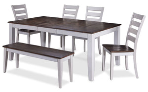 Kona 6-Piece Dining Set - White and Grey-Brown