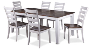 Kona 7-Piece Dining Set - White and Grey-Brown
