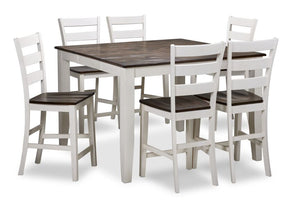 Kona 7-Piece Pub Height Dining Set - White and Grey-Brown