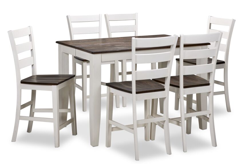 Kona 7-Piece Pub Height Dining Set - White and Grey-Brown