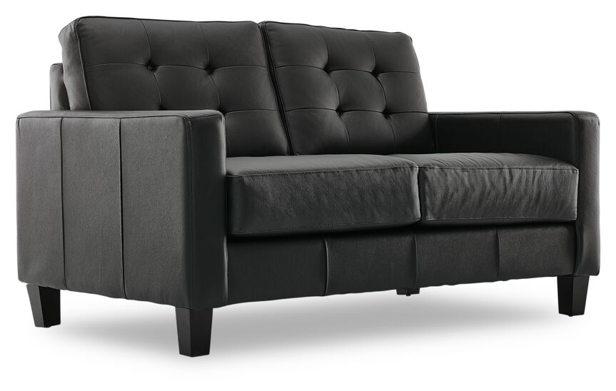 Kylie Leather Sofa and Loveseat Set - Dark Grey