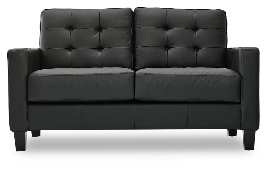 Kylie Leather Loveseat - Dark Grey
