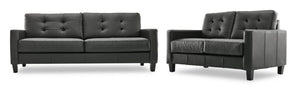 Kylie Leather Sofa and Loveseat Set - Dark Grey