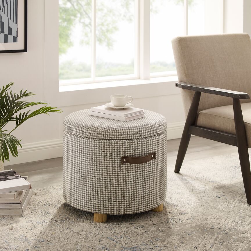 Logan Storage Ottoman - Light Grey