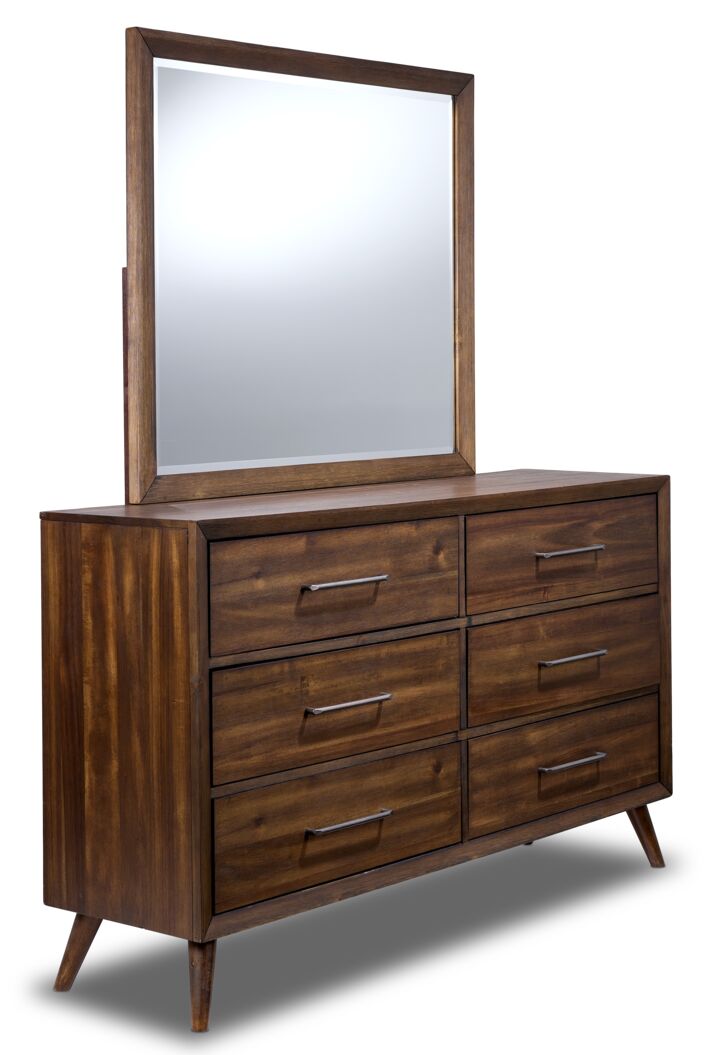 Lotus 6 Piece Queen Panel Storage Bedroom Package - Wire Brushed Brown