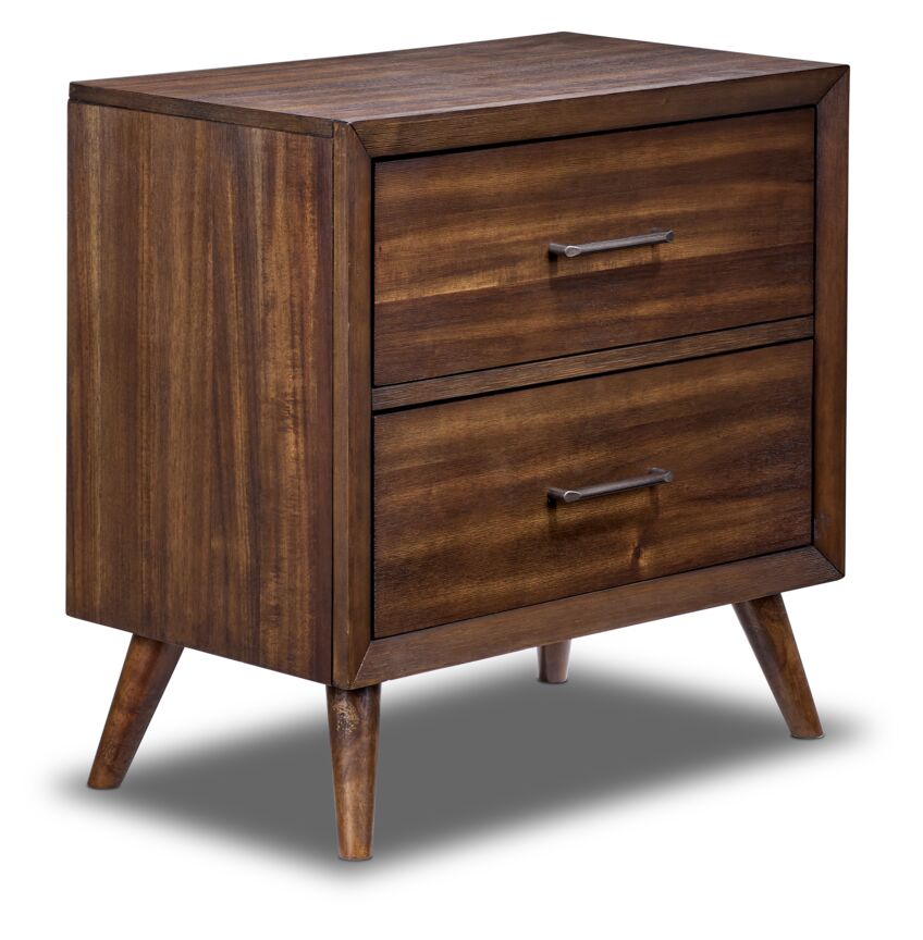 Lotus Night Table - Wire Brushed Brown