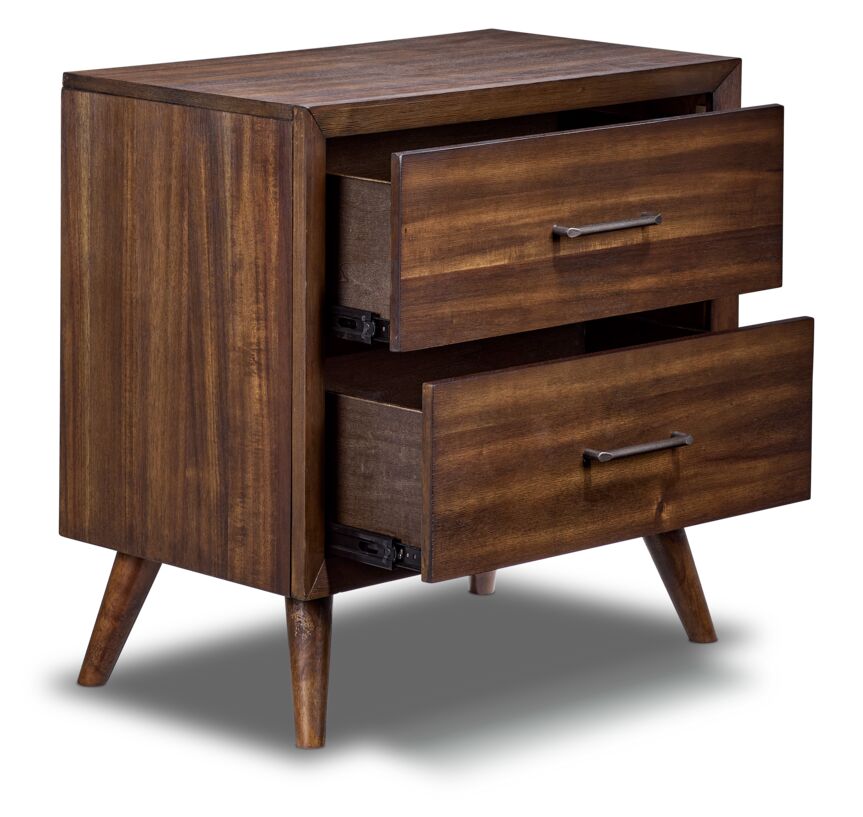 Lotus Night Table - Wire Brushed Brown